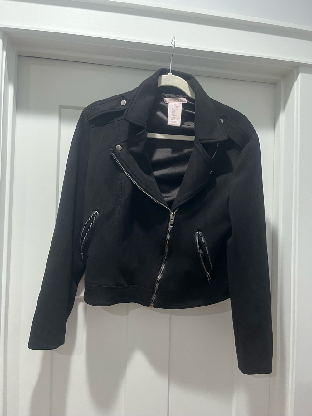 Philosophy Moto Biker Style Bomber Jacket Large Like New Black Silver Hardware